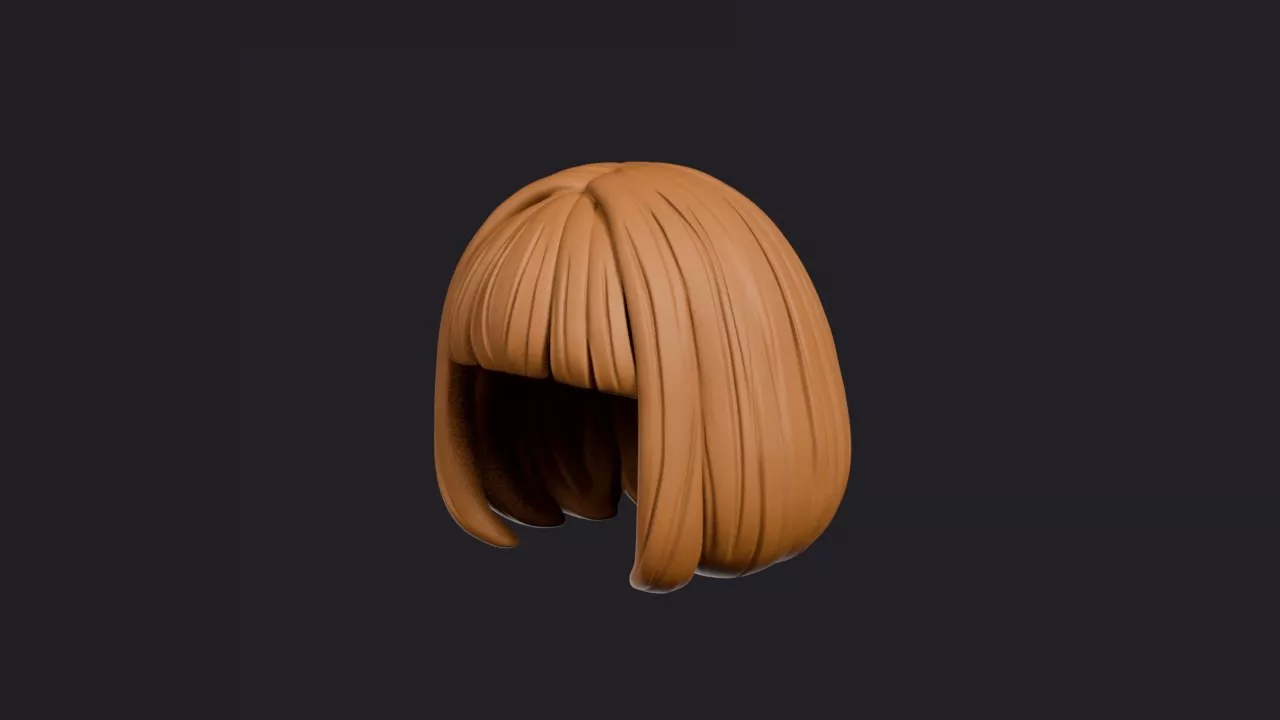 Sculpted Bowl Bob with Blunt Bangs Hairstyle 3D print model