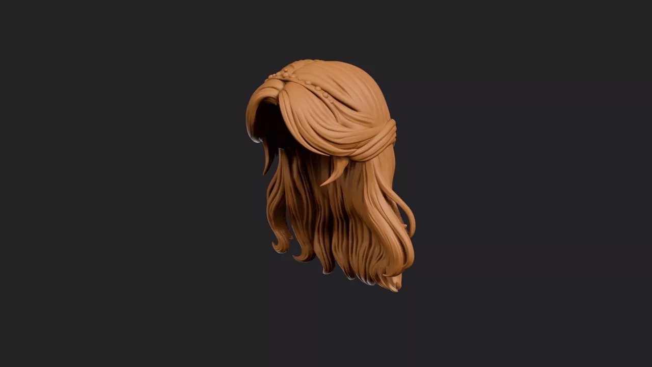 Beaded Headband with Soft Waves Hairstyle 3D print model