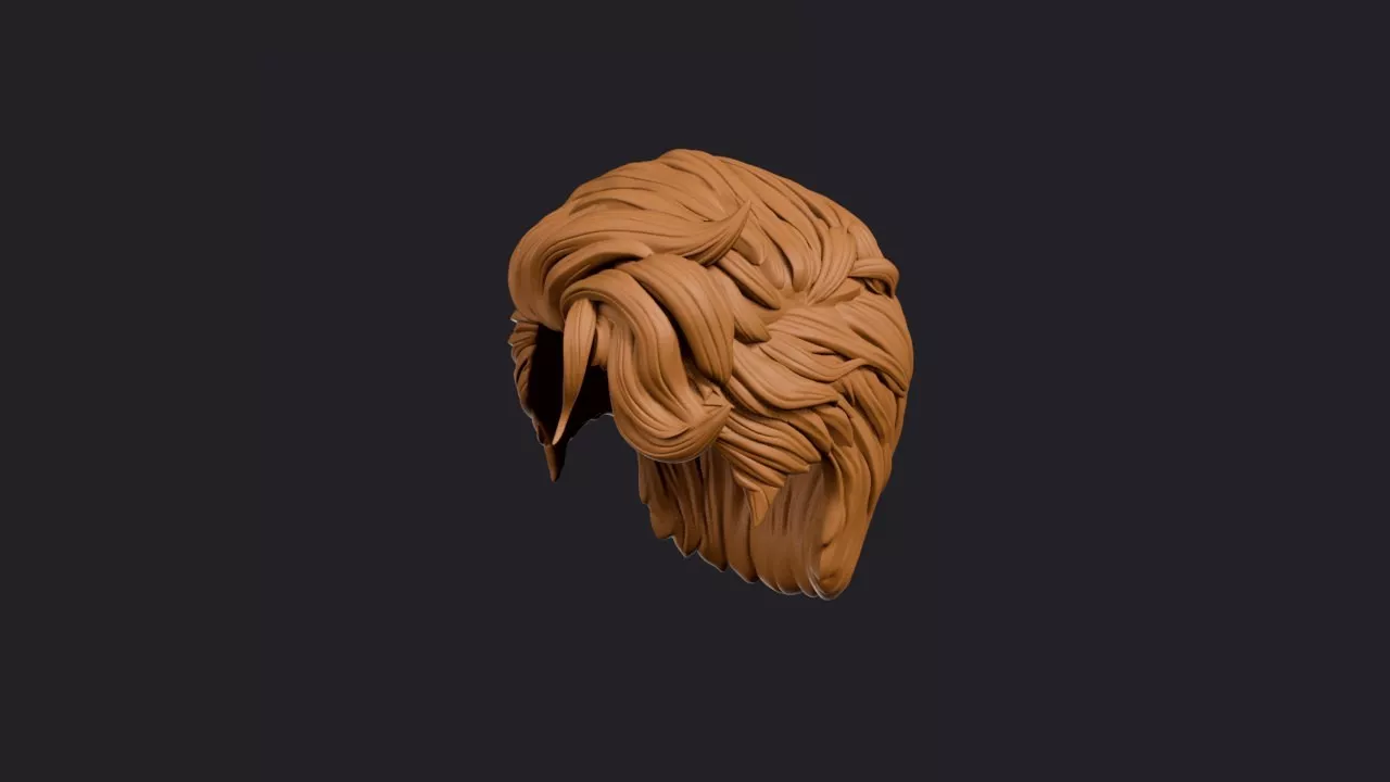 Curling Peak Pompadour Hairstyle 3D print model