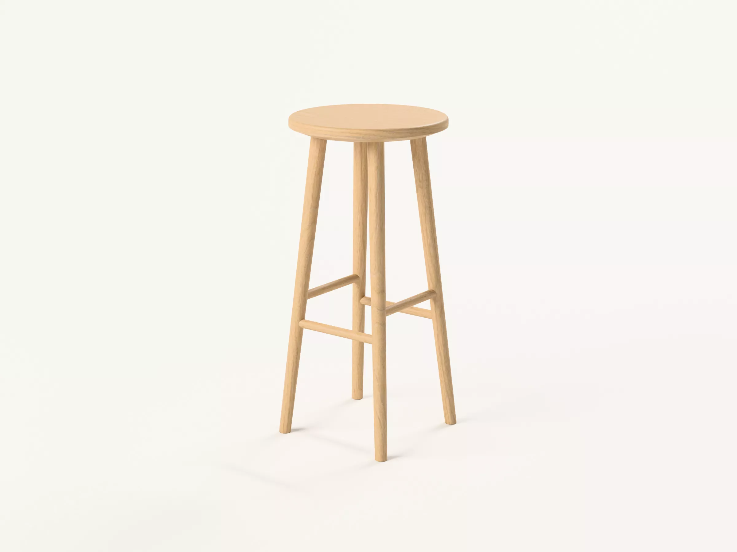 Japandi Oak Bar Stool 3D model
