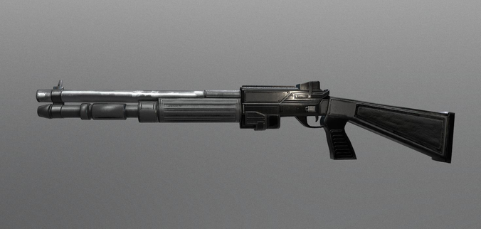 Shotgun gun Low-poly 3D model
