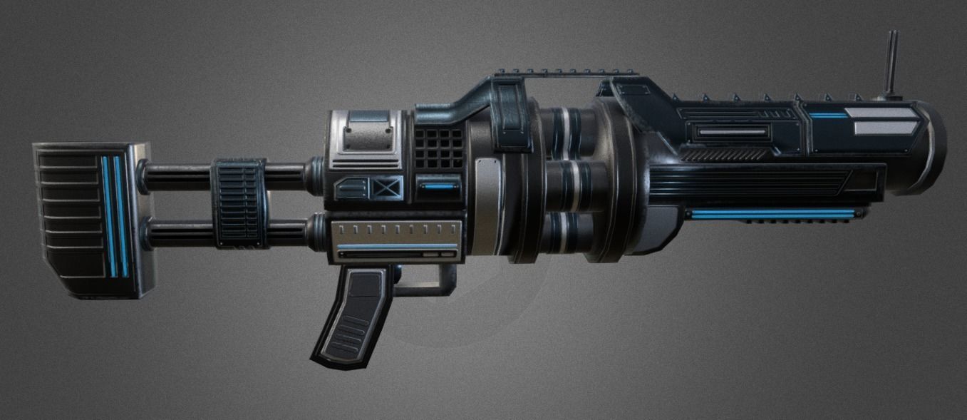 Futuristic Grenade Launcher Low-poly 3D model_2
