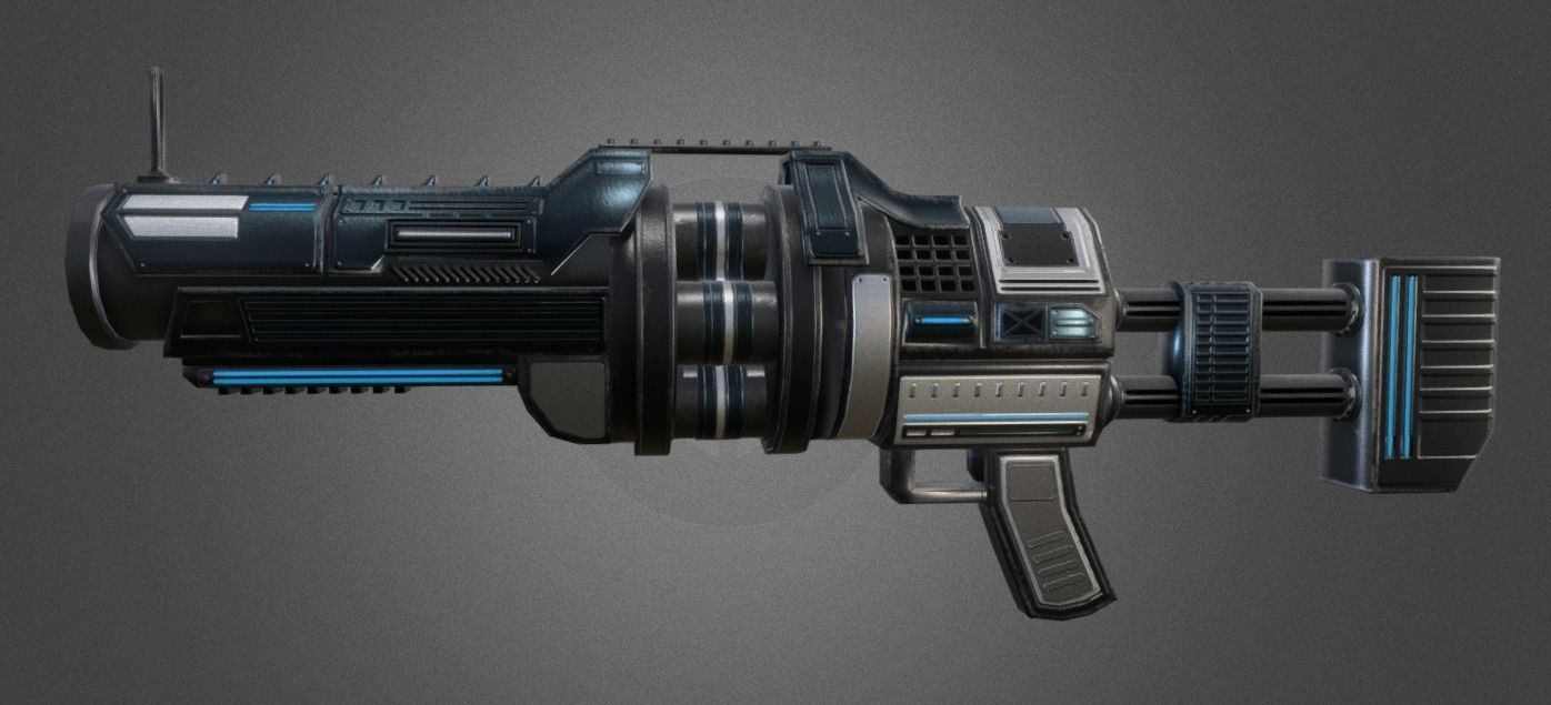 Futuristic Grenade Launcher Low-poly 3D model_0
