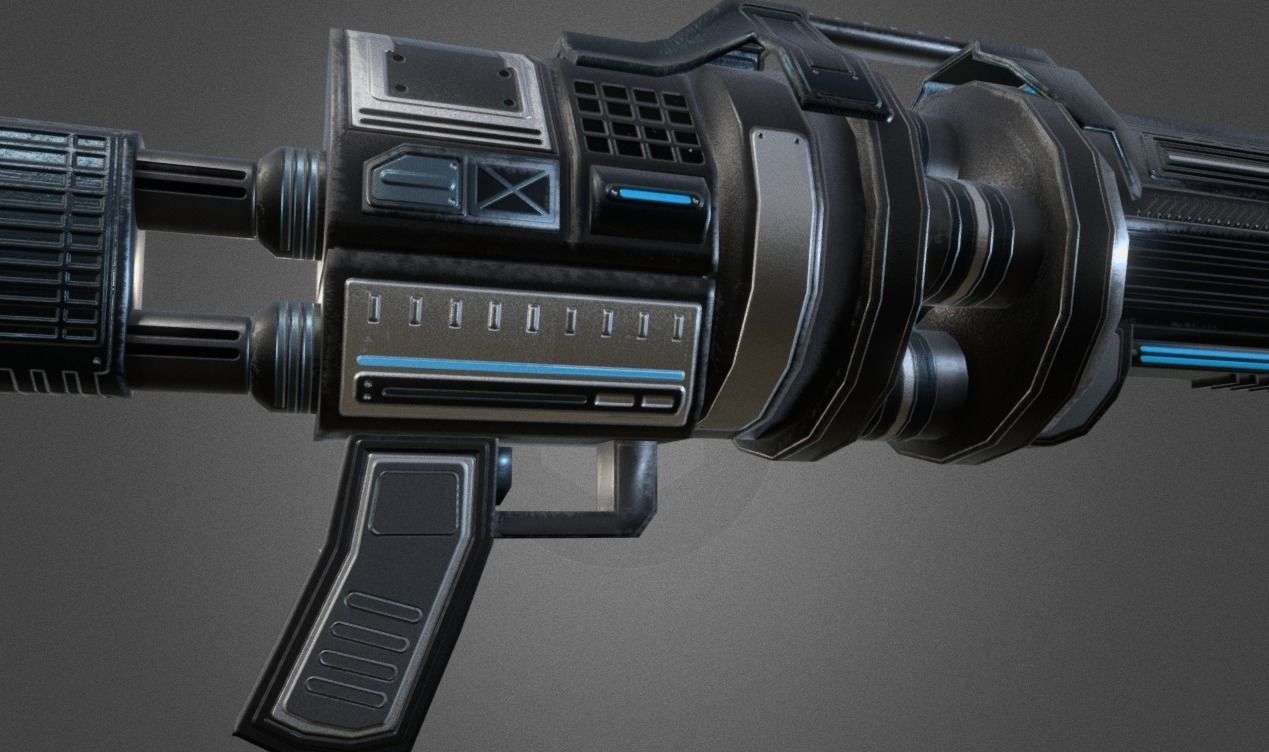 Futuristic Grenade Launcher Low-poly 3D model_4