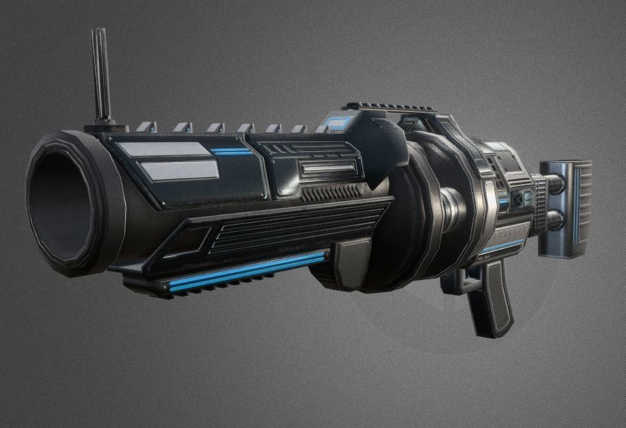Futuristic Grenade Launcher Low-poly 3D model_1