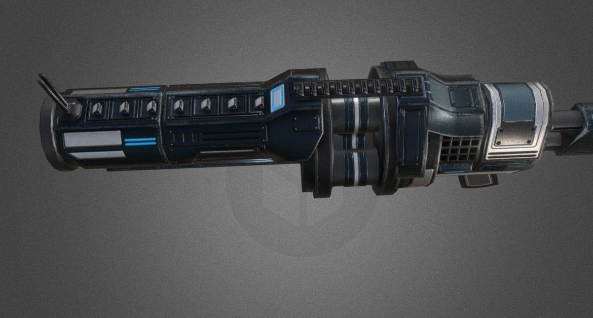 Futuristic Grenade Launcher Low-poly 3D model_3