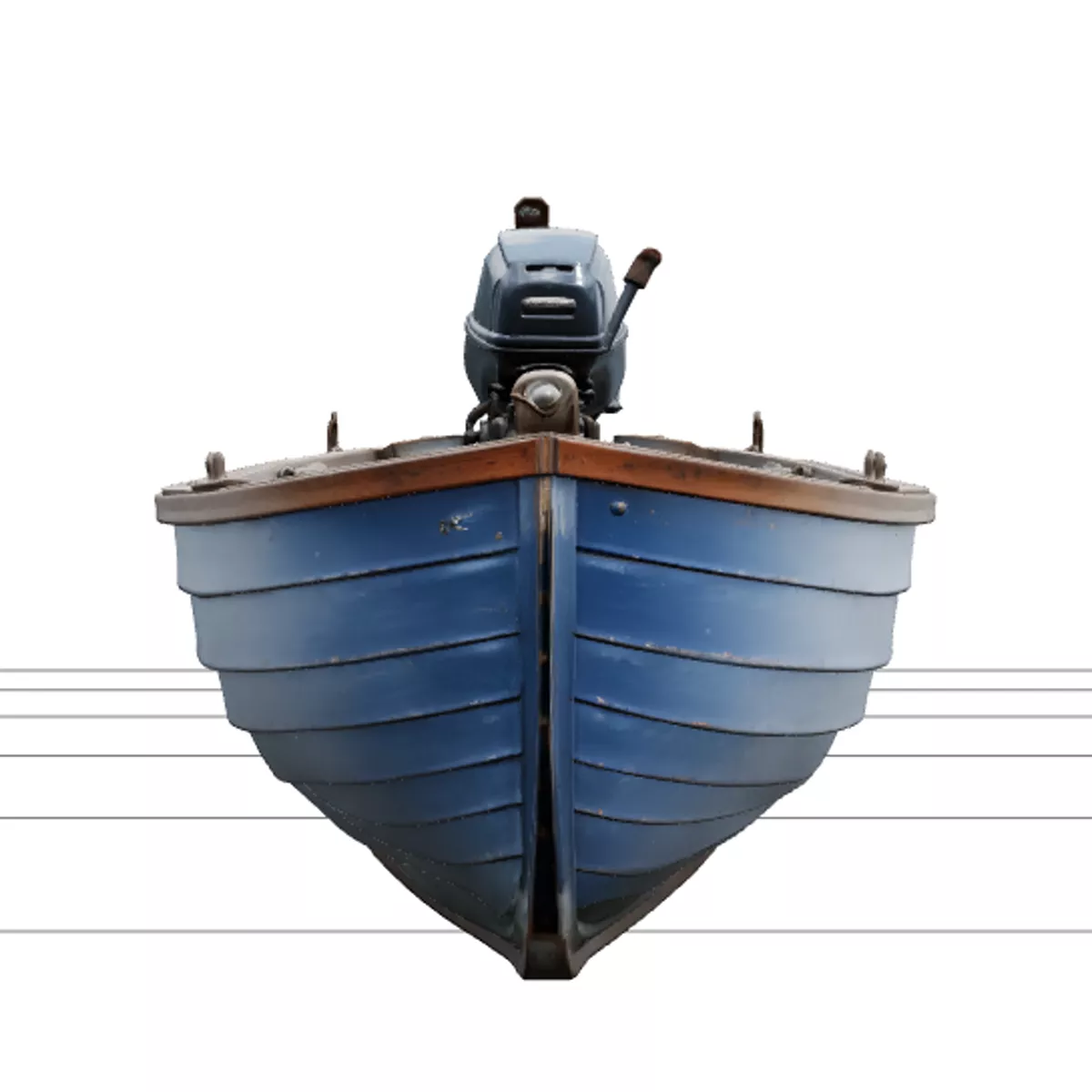 Classic Wooden Outboard Skiff 3D Model with Tiller Bench Seats 3D model ...