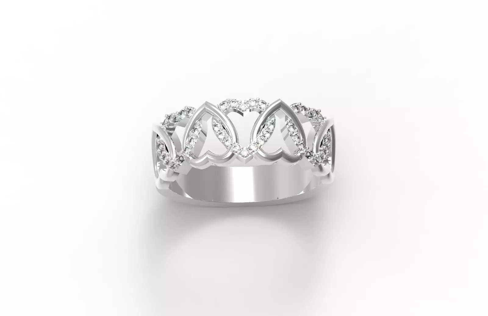 Heart ring with diamonds 3D print model_0