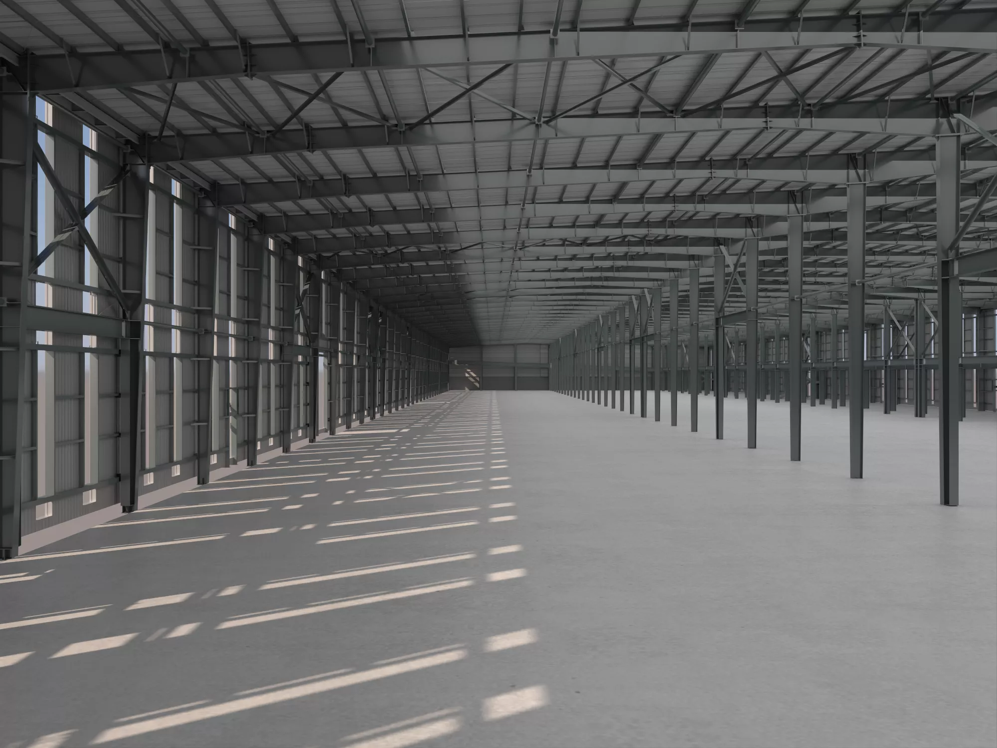 Empty Industrial Warehouse Factory Interior Low-poly 3D model