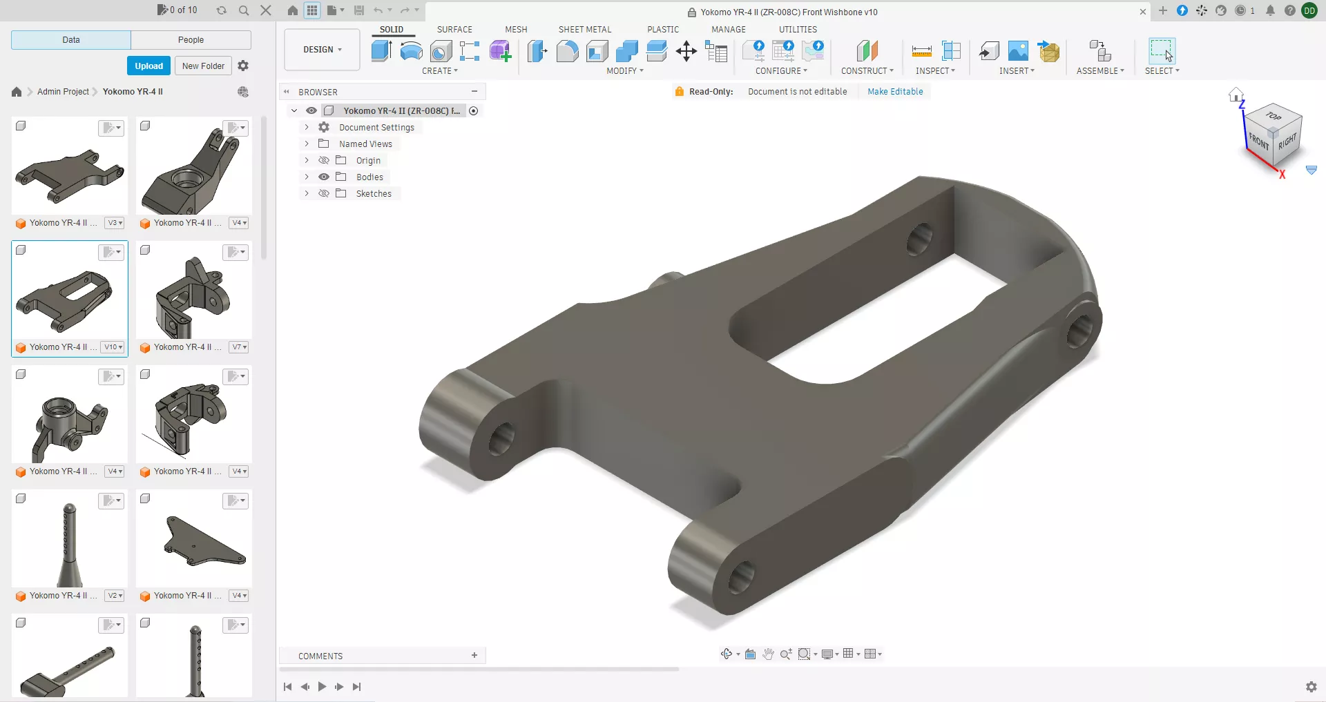 Yokomo YR-4 II ZR-008C Front Wishbone 3D print model