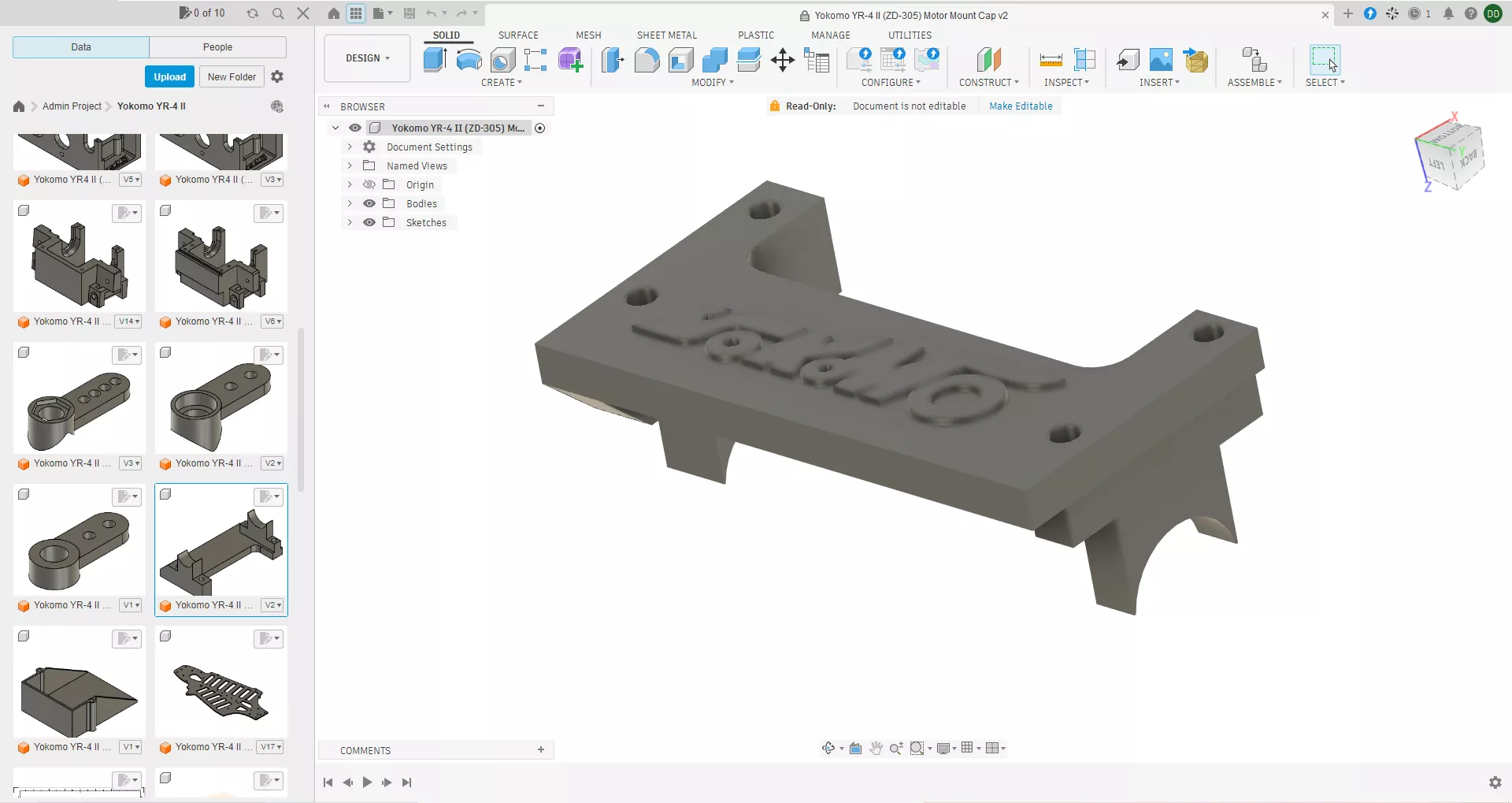 Yokomo YR-4 II ZD-305 Motor Mount Cap 3D print model