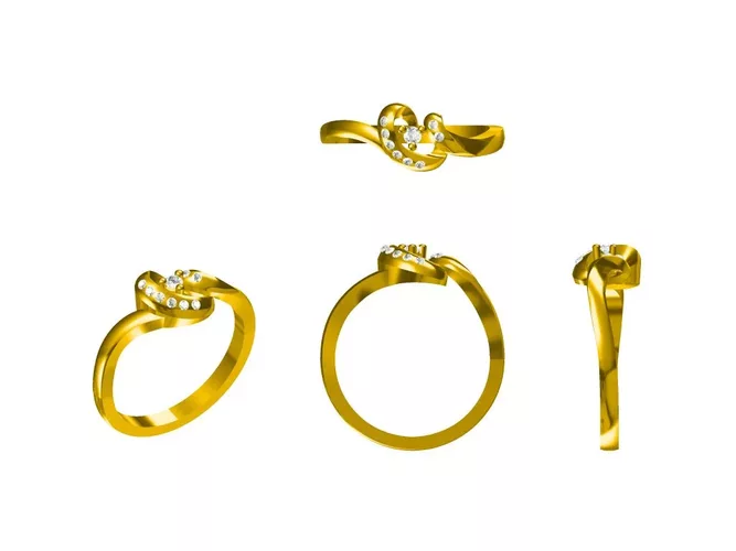 Leaf Knot Diamond Gold Ring CAD File JewelCAD 3D model 3D printable ...