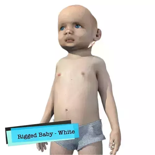 Baby Character Rigged Realistic - White Low-poly 3D model
