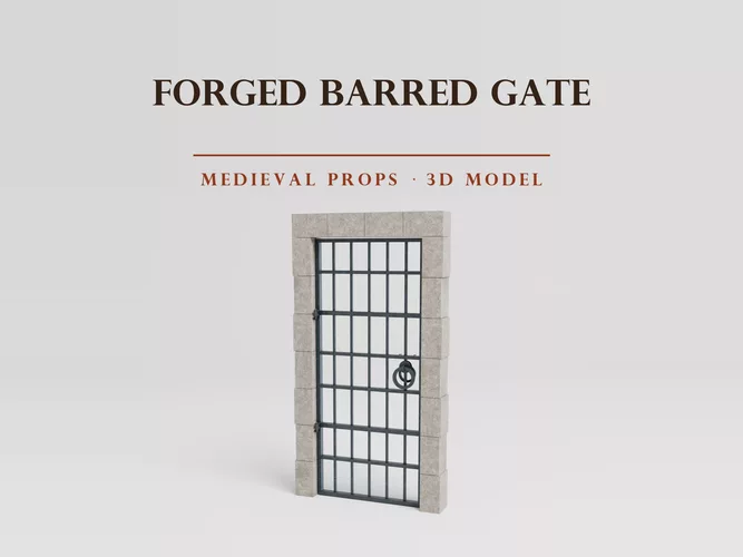 Medieval Barred Gate - Animated - PBR Low Poly