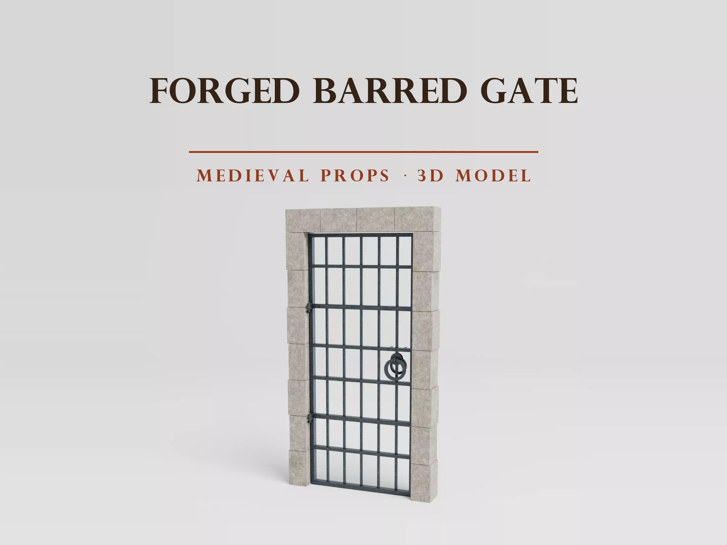 Medieval Barred Gate - Animated - PBR Low Poly Low-poly 3D model