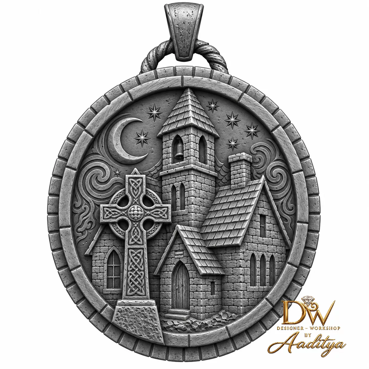 Medieval Celtic Cross Cathedral Pendant 3D print model