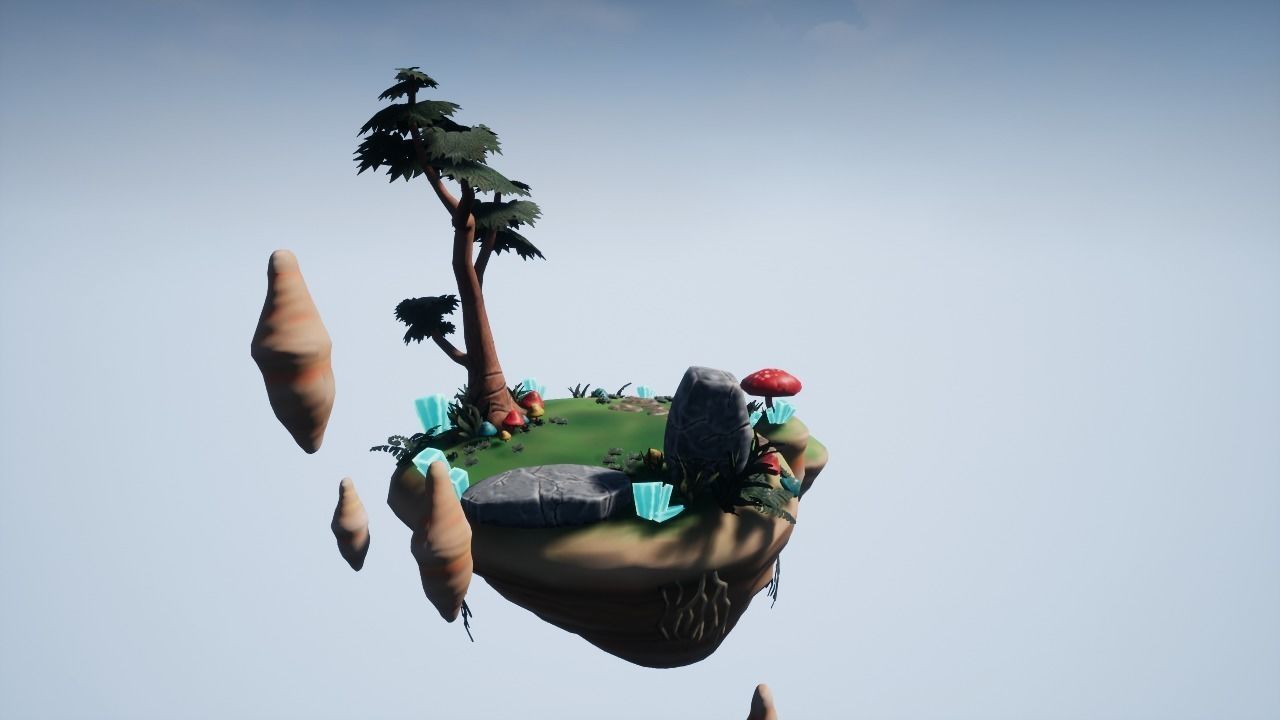 Floating Island 01 Low-poly 3D model_5