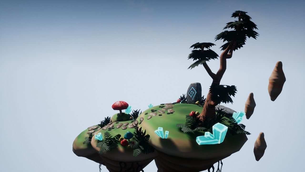 Floating Island 01 Low-poly 3D model_3