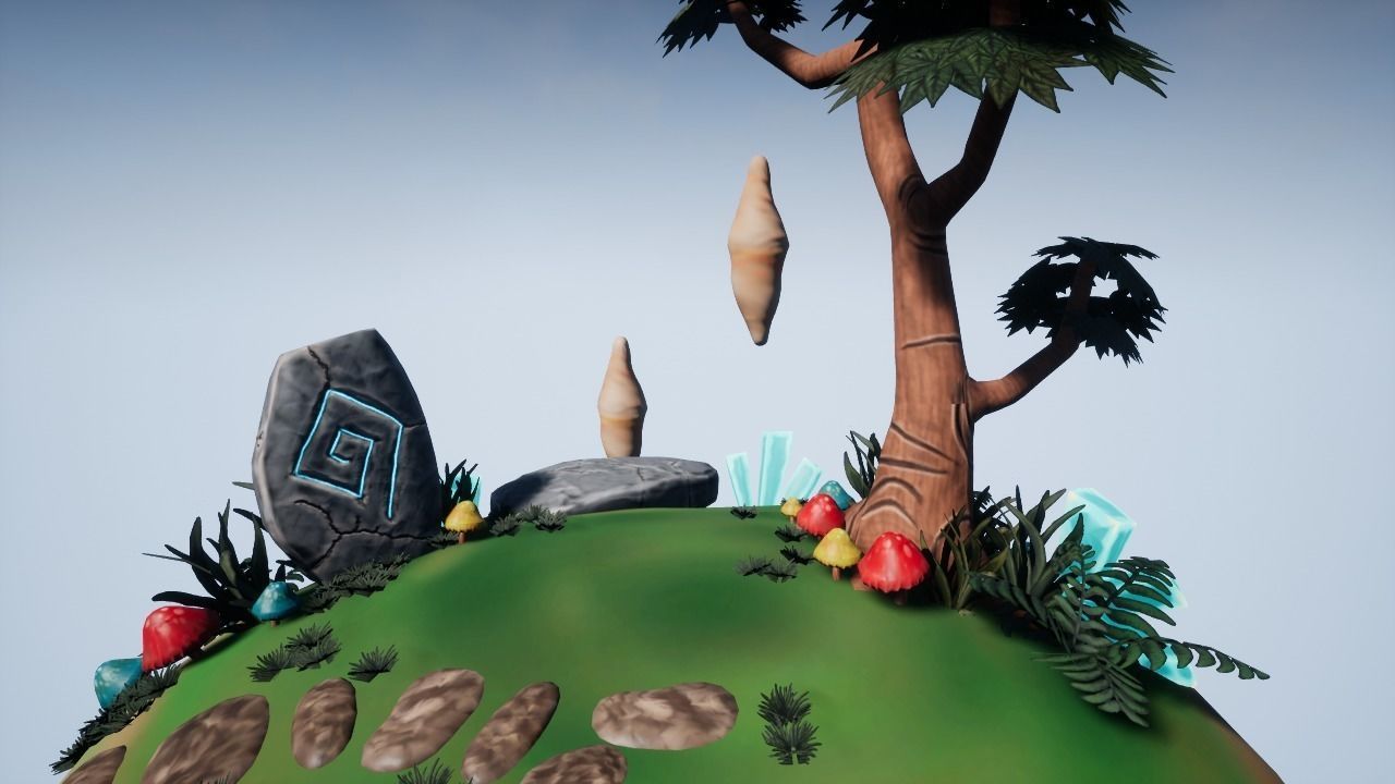 Floating Island 01 Low-poly 3D model_7