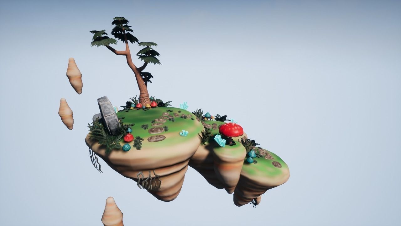 Floating Island 01 Low-poly 3D model_4