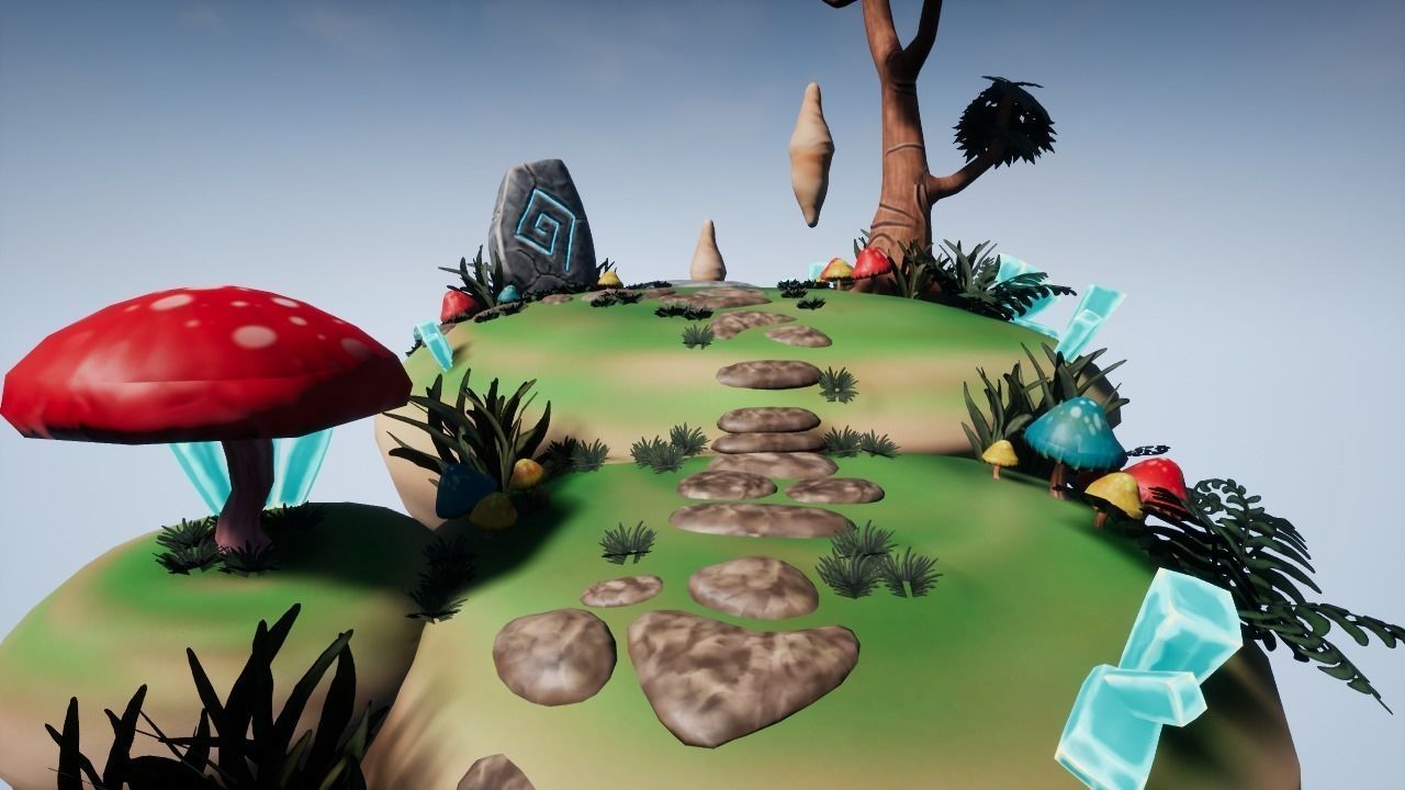 Floating Island 01 Low-poly 3D model_6