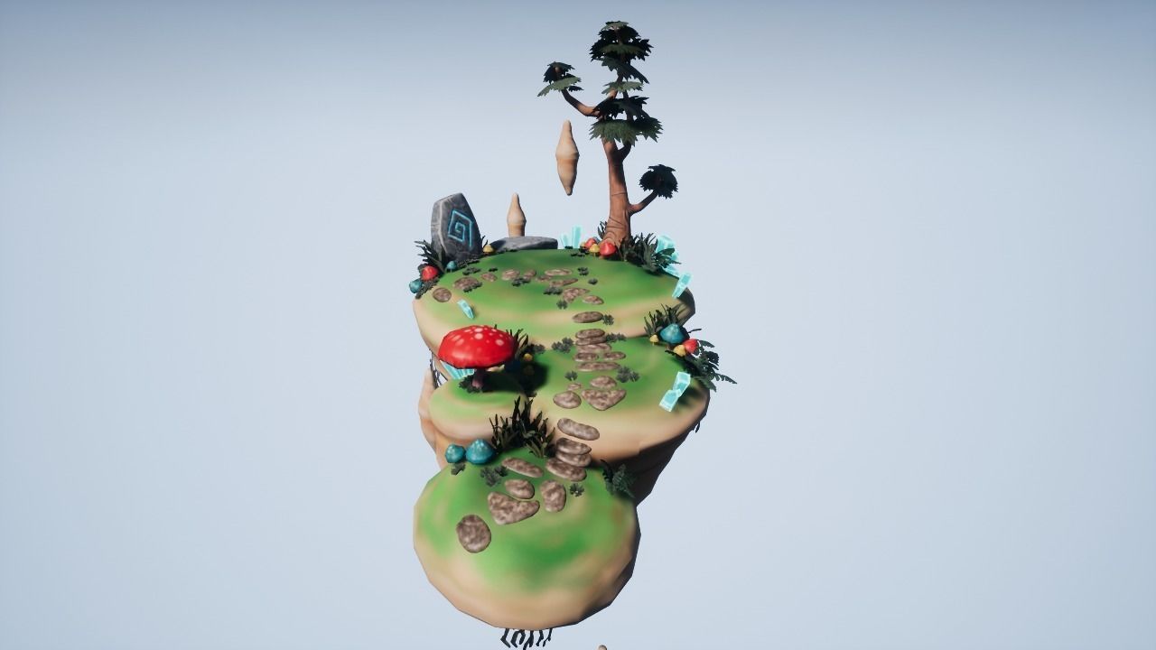 Floating Island 01 Low-poly 3D model_0
