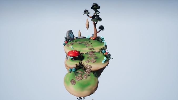 Floating Island 01 Low-poly 3D model