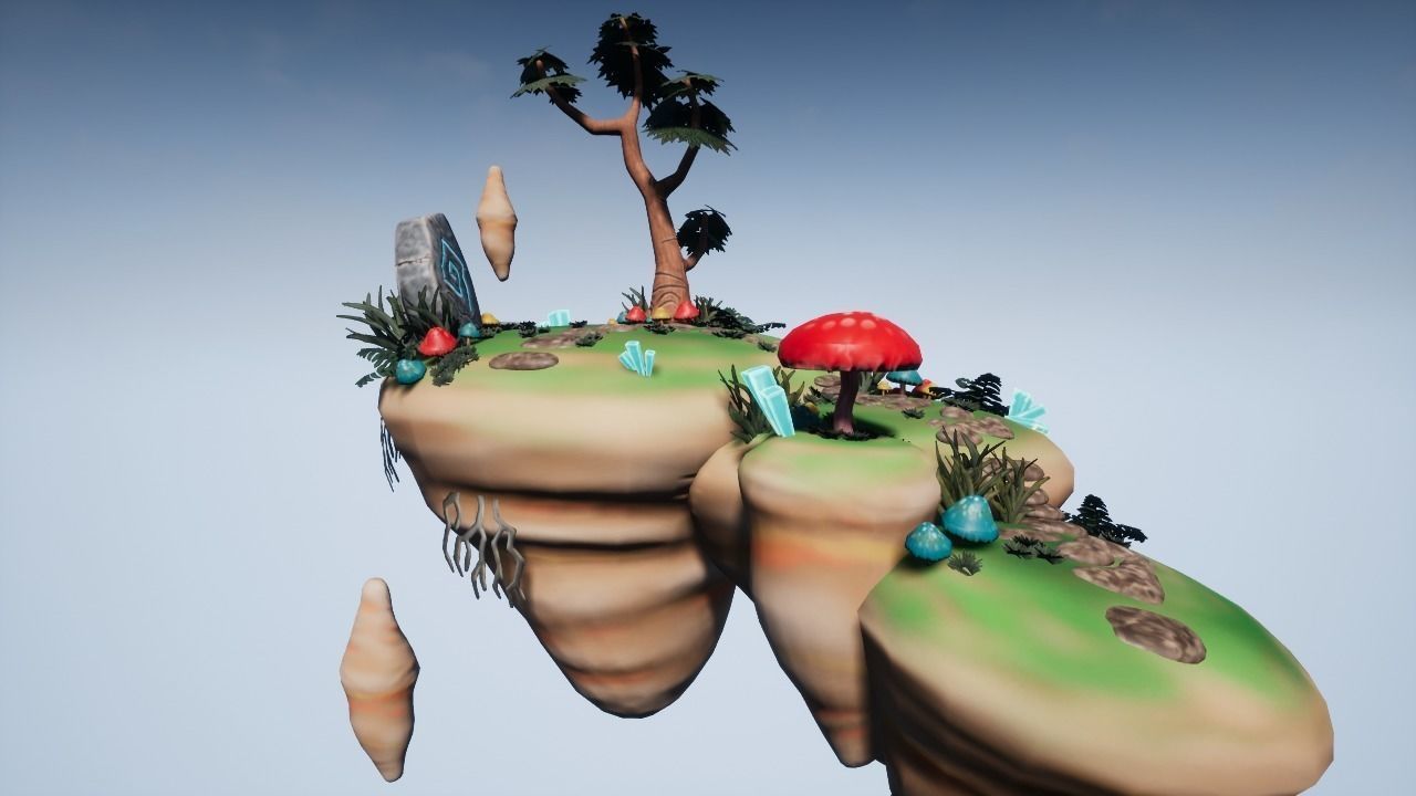 Floating Island 01 Low-poly 3D model_11