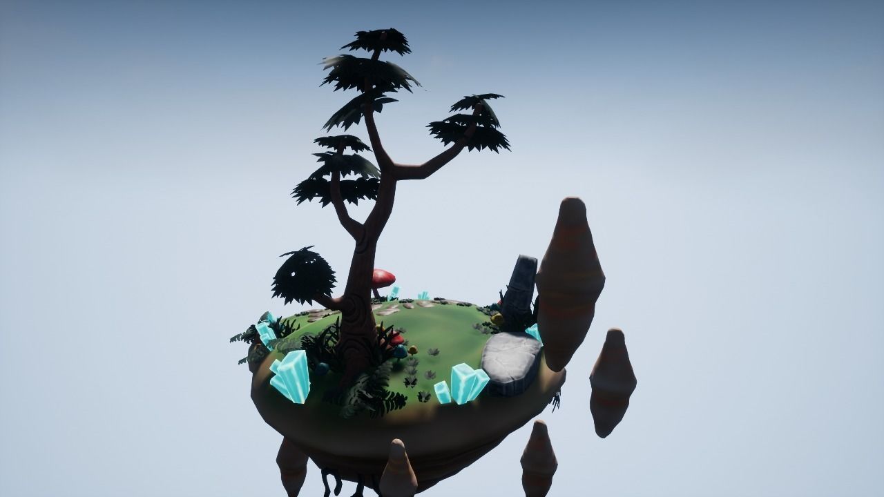 Floating Island 01 Low-poly 3D model_2