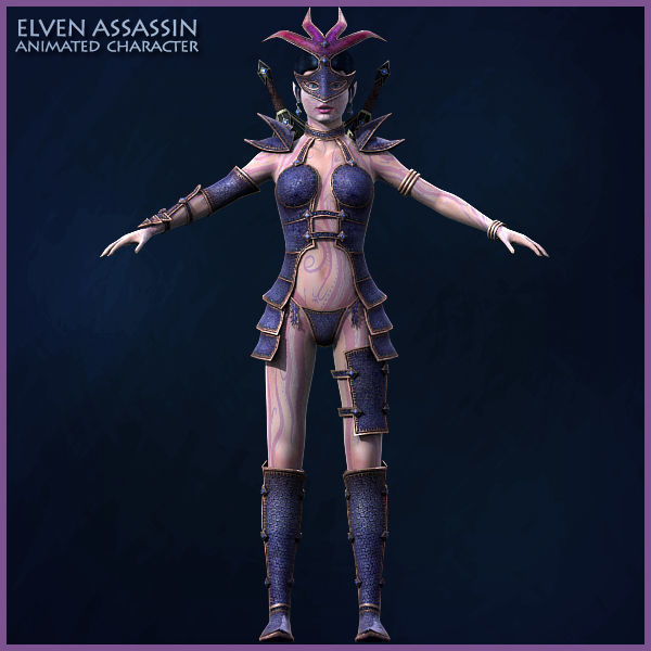 Elven Girls Family Light Version Low-poly 3D model_20