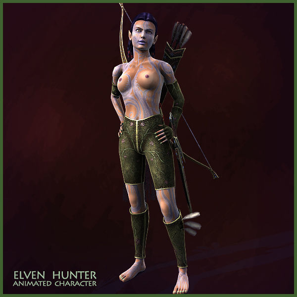 Elven Girls Family Light Version Low-poly 3D model_11