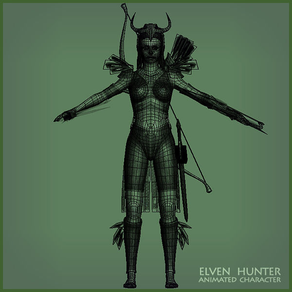 Elven Girls Family Light Version Low-poly 3D model_14