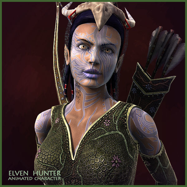 Elven Girls Family Light Version Low-poly 3D model_15