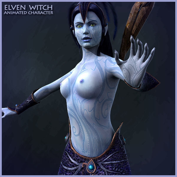 Elven Girls Family Light Version Low-poly 3D model_9