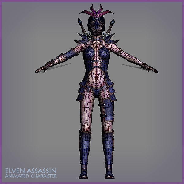 Elven Girls Family Light Version Low-poly 3D model_17