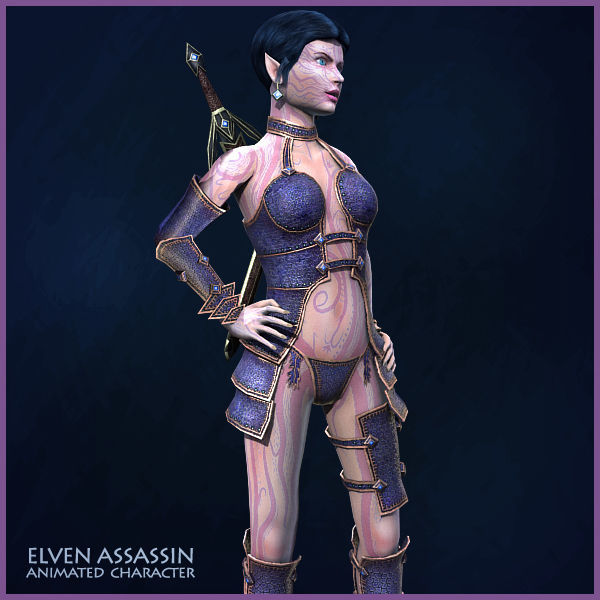 Elven Girls Family Light Version Low-poly 3D model_16