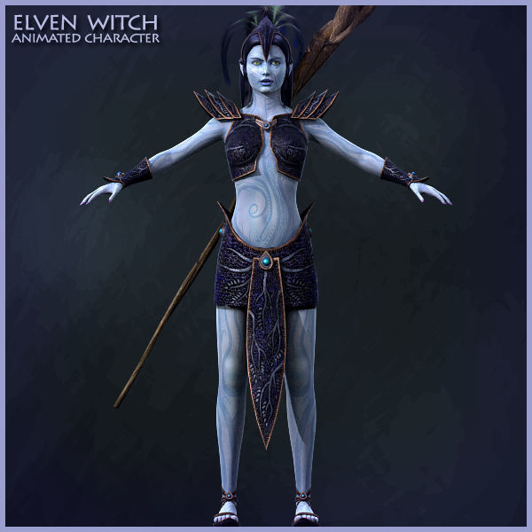 Elven Girls Family Light Version Low-poly 3D model_8