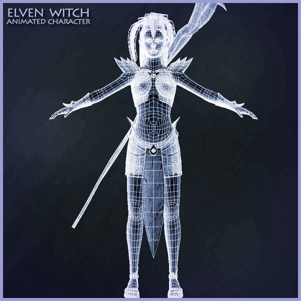 Elven Girls Family Light Version Low-poly 3D model_10