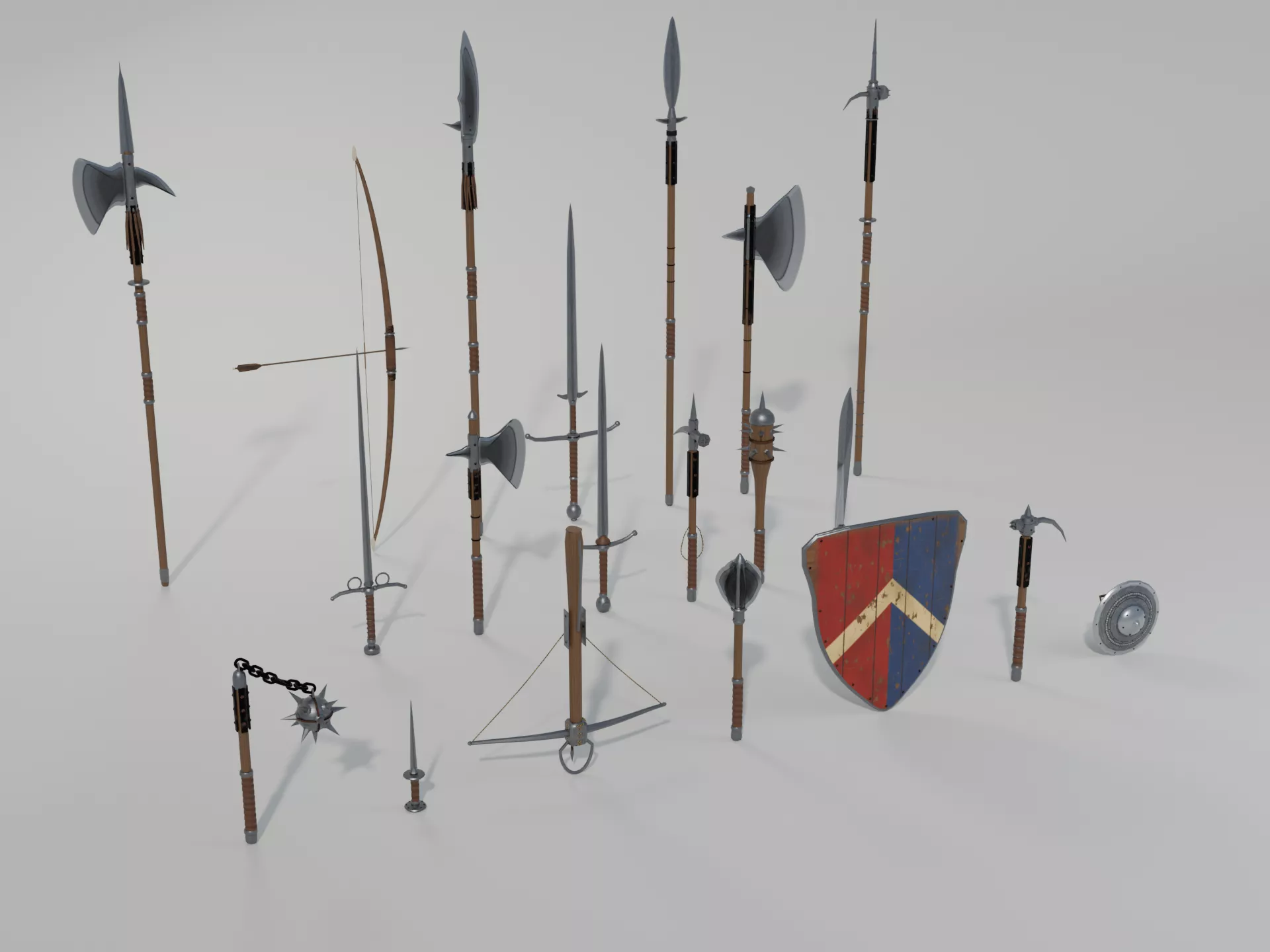 Medieval Weapons Kit 20 Low Poly Low-poly 3D model