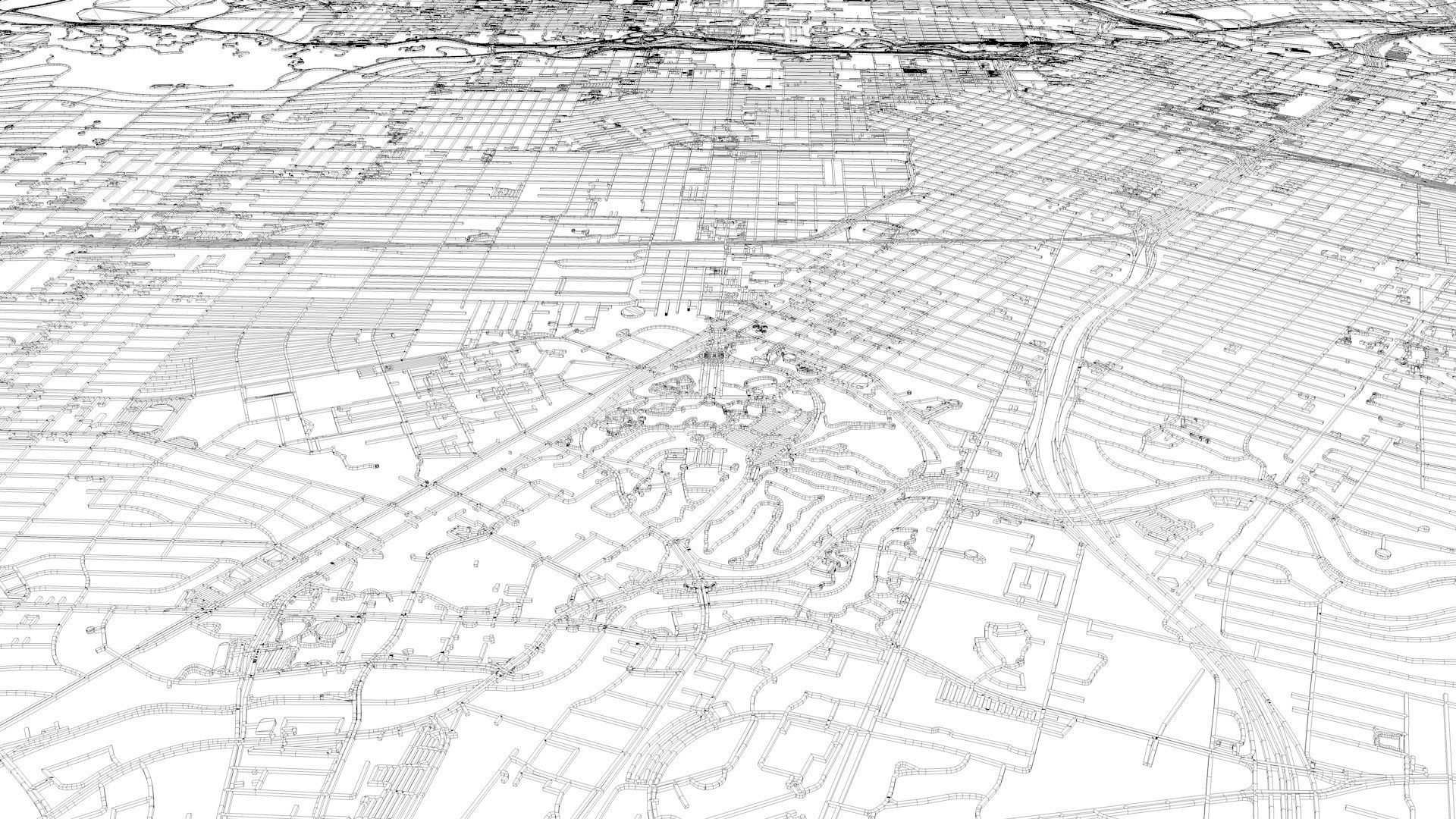 Houston Road Network and Streets 3D model_10