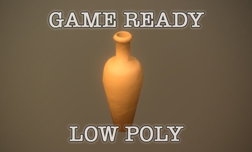 Big Clay Vase low-poly game ready Low-poly 3D model_0