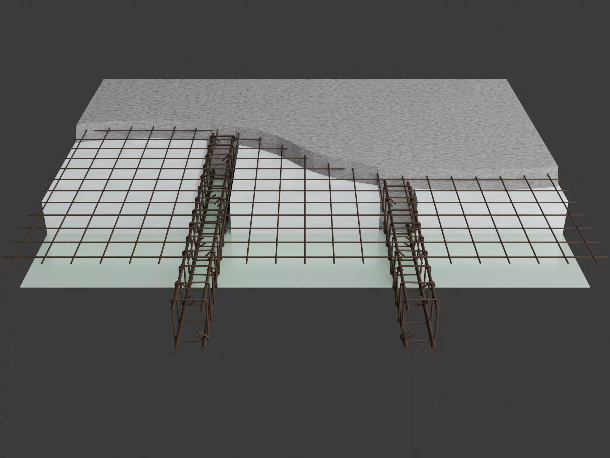 Reinforced Concrete Ribbed Slab with Steel Reinforcement 3D model