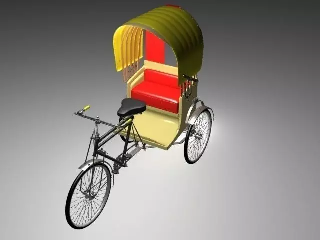 Rickshaw with seat 3D model_0