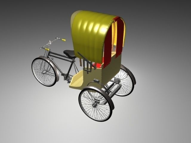 Rickshaw with seat 3D model_3