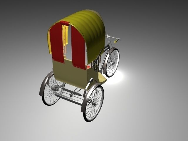 Rickshaw with seat 3D model_2