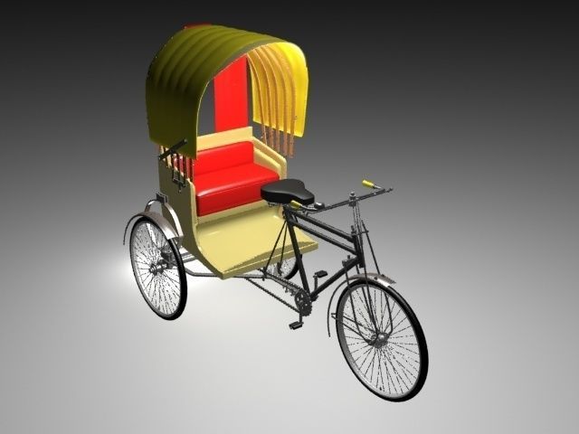 Rickshaw with seat 3D model_1