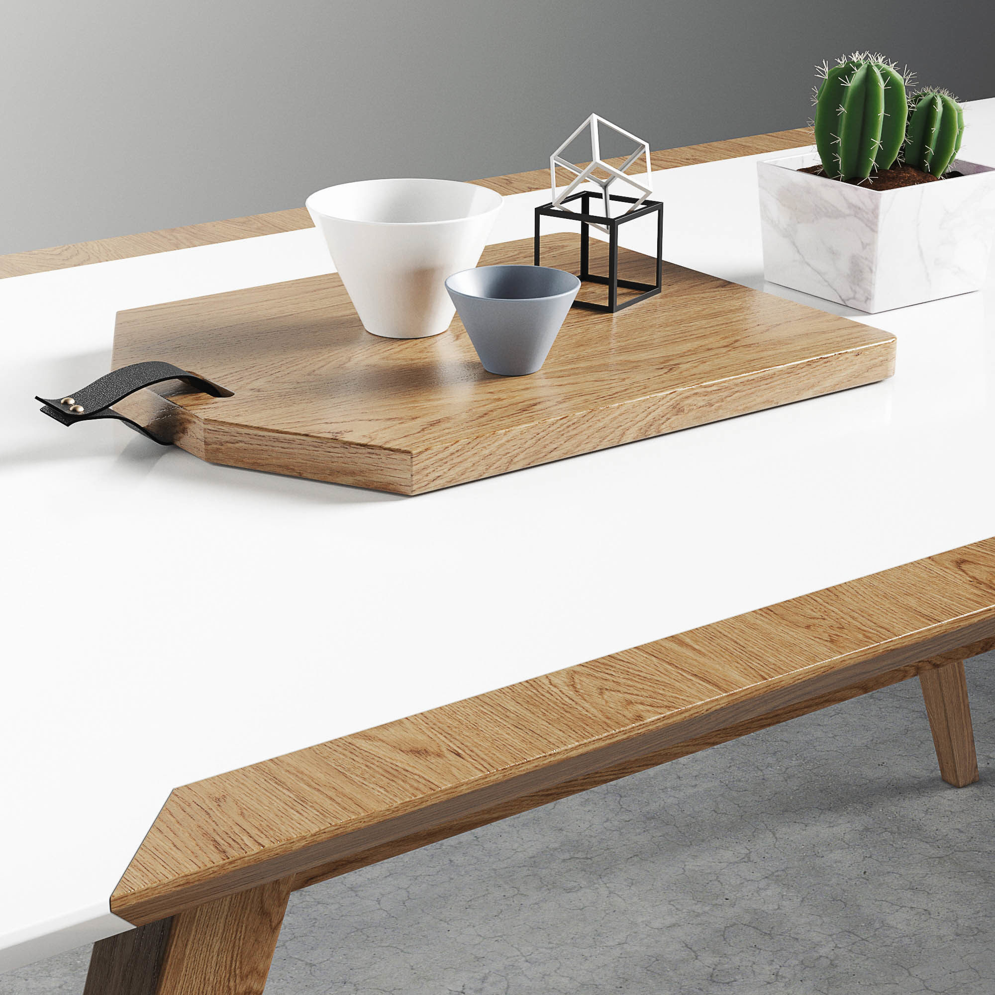 Kure Erik Dining Table Ash Wood 3D model_1