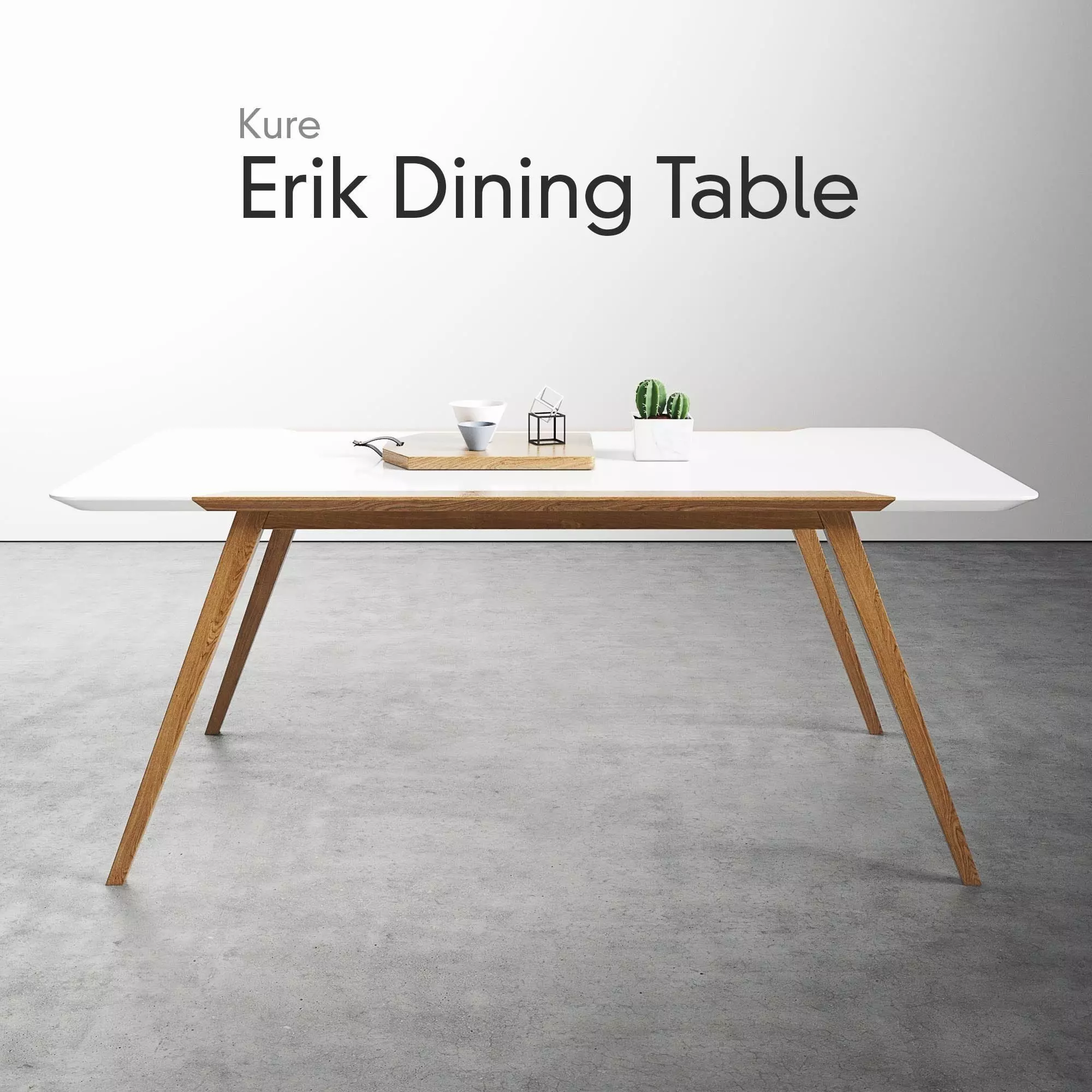Kure Erik Dining Table Ash Wood 3D model_0