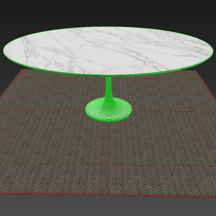 Oval Tulip Table Calacatta set 1980mm 3D model_7
