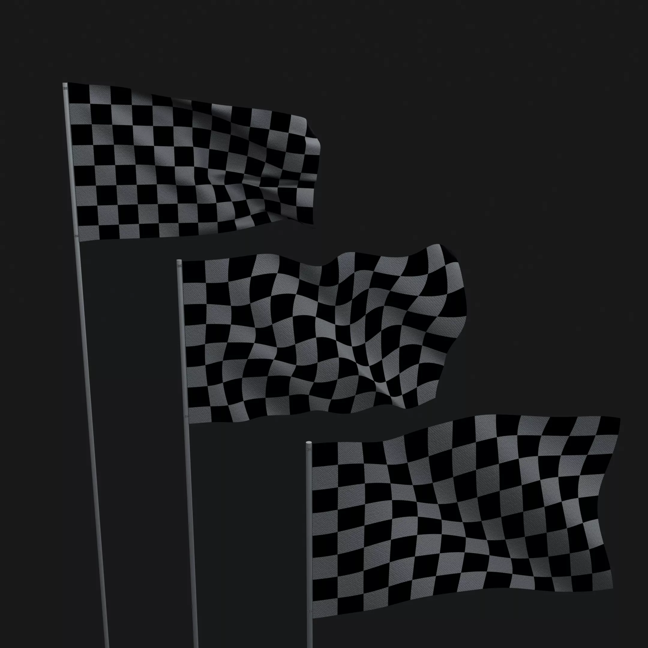 3 Flag Animated Looping Mockups Low-poly 3D model